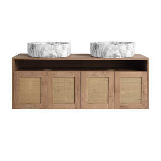 Bathroom Vanity With Art Sink, 2 Soft Close Doors, Float Mounting Design