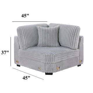 Corner Wedge Chair With Pillow, Living Room Furniture, Soft Upholstered Modular Seating - Gray / Mink