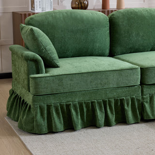 Cloud Sofa With Removable Ruffled Skirt With Ottoman And Flared Arms
