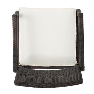 Outdoor Wicker Dining Chair With Water Resistant Cushions (Set of 2) - White / Brown