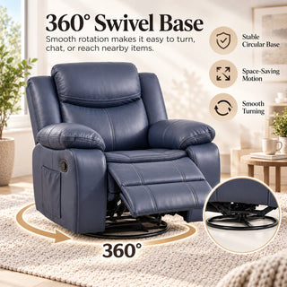 Rocker Recliner Chair With Manual Recline And 360° Swivel Base