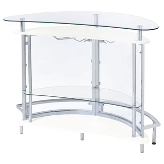 Strick - Freestanding Glass Top Home Bar Wine Cabinet - White
