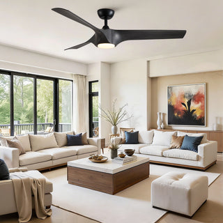 Reversible Quiet Motor Ceiling Fan Light With ABS Blades - Black / Gray