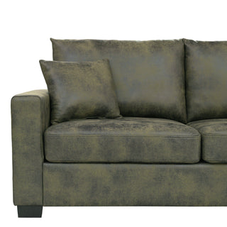 2 Seater Sofa, 2 Throw Pillows For Living Room - Olive Green