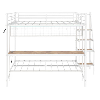 Bunk Bed With Built In Desk And LED Lighting