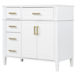 Bathroom Vanity With Sink, 4 Drawers, 2 Doors