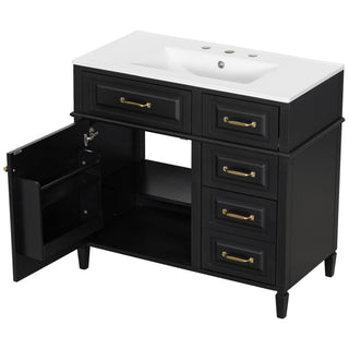 Modern Bathroom Vanity With Sink Top, Flip Drawer Design