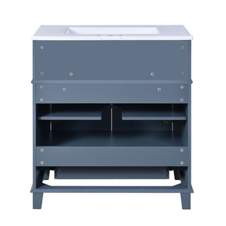 Bathroom Vanity With Sink Storage Cabinet - Blue