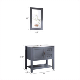 Bathroom Vanity With Mirror And Top Only - Gray