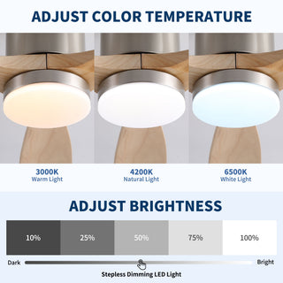 Low Profile Flush Mount Intergrated LED Ceiling Fan With Light And Silent Reversible Motor