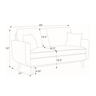 Upholstered Loveseat With Arms And Pillows