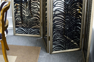 Room Divider, Herero 4 Panel Decorative Screen - Black