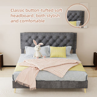 Upholstered Bed With Tufted Headboard