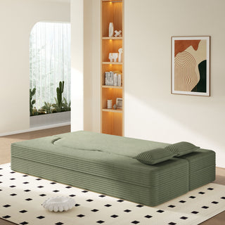 Modern Floor Sofa With 2 Pillows, Convertible Twin Size Folding Mattress For Living Room