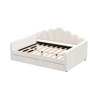 Shell Shaped Upholstered Daybed Frame With Slats