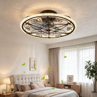 Caged Ceiling Fan With Remote Controlled LED Light - Matte Black