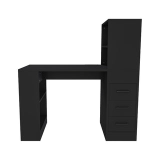 Computer Desk With 4 In 1 Socket & 3 Drawers, 4 Tier Shelves