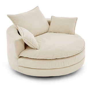 360° Swivel Accent Barrel Chair With Dual Layer Cushion And 3 Removable Pillows