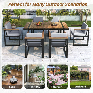 7 Pieces Outdoor Dining Set Patio Dining Table And Chair Set With And Removable Cushions For Patio