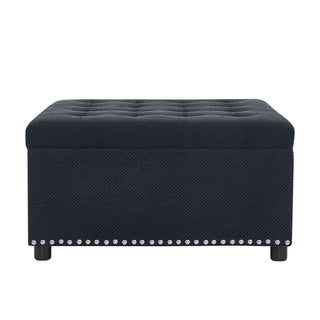 Square Tufted Storage Ottoman With Nailhead Trim