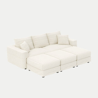 Deep Seat Convertible Sofa With Soft Pillows And Ottomans