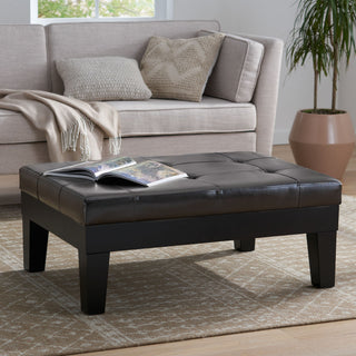 Chatham - Ottoman With Drawer Leather Storage Solution - Dark Coffee