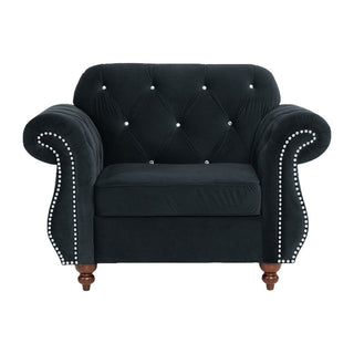 Tufted Chair With Nailhead Trim For Living Room - Black