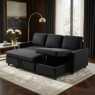 L - Shaped Convertible Sofa Bed With Storage Chaise