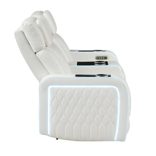 Electra - Power Reclining Sofa With Power Headrests, Drop Down Table, Reading Light, Massage, LED Lighting And USB Control