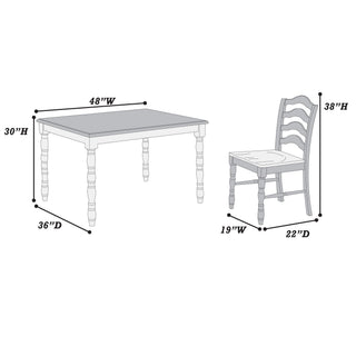 5 Piece Dining Set With Table And Ladder Back Chairs - Oak / White