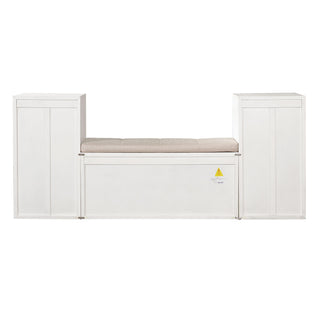 Entryway Storage Bench With Cushion, Drawers & Open Shelves