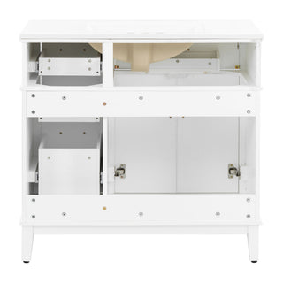 Modern Bathroom Vanity With Sink, Soft Close Doors, 4 Storage Drawers