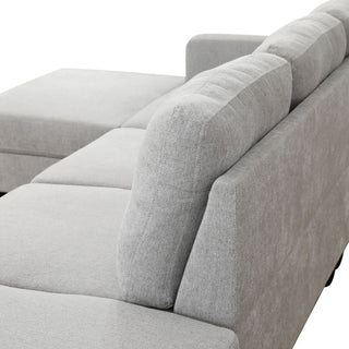 2 Piece L - Shaped Left Chaise Sectional Sofa With Ottoman, Living Room Furniture - White / Gray