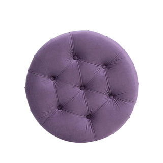 Dawn - Tufted Round Ottoman Nailhead Accents - Purple