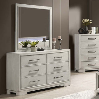 Dresser With Square Legs And Sleek Handles - Antique White