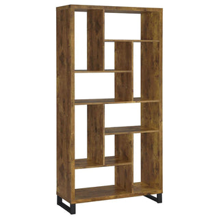 6 Tier Rectangular Bookcase With Accents - Brown