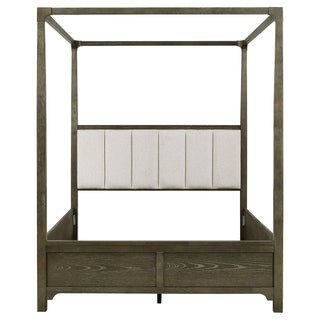 Sundance - Queen Canopy Bed With Upholstered Headboard - Dark Brown