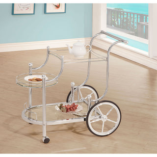 Reia - 3 Tier Cart With Casters & Tempered Glass Design - Chrome