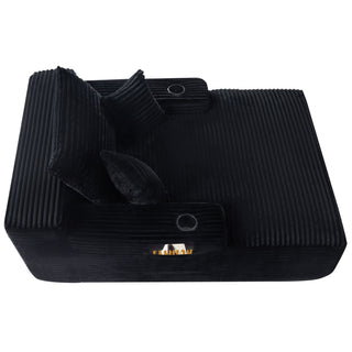 Convertible Chaise Lounge Chair & Wide Armrest & Throw Pillows - Black