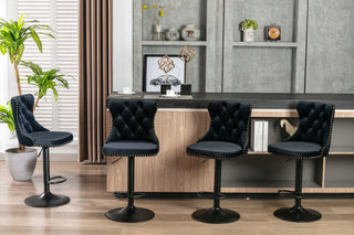 Swivel Barstools Adjusatble Seat Height, Modern Upholstered Bar Stools With Backs Comfortable Tufted For Home Pub And Kitchen Island (Set of 2)