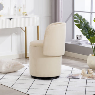 Barrel Chair, Built In Storage, 360° Swivel - Beige