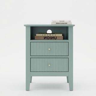 Fluted Nightstand With 2 Drawers