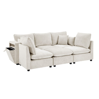 Modern Sectional Sofa U-Shaped With Movable Ottoman Storage Armrests And USB Ports
