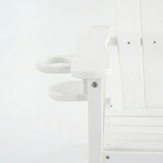 Outdoor Bar Height Adirondack Patio Chair With Cup Holder And Armrests All Weather UV Resistant - White