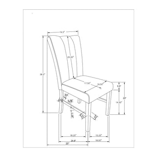 Dining Chair With Padded Seating And Back (Set of 2) - Dark Gray