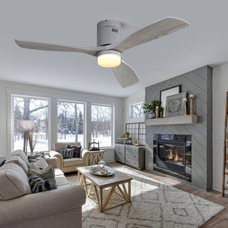 52" Ceiling Fan With LED Light, Reversible DC Motor, Remote Control - Silver