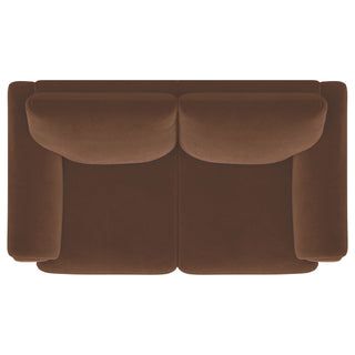 Dania - Upholstered Crescent Loveseat With Curved Tufted Arms - Rust