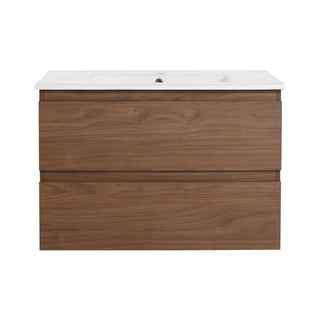 Wall Mounted Bathroom Vanity & Sink, 2 Soft Close Drawers