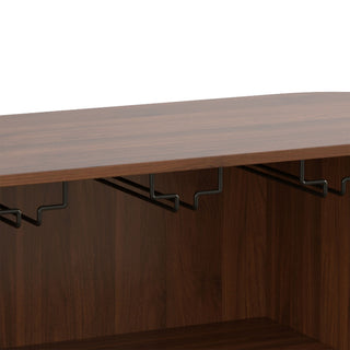 Fluted Liquor & Coffee Bar Cabinet With 6 Wine Racks And 3 Glass Holders