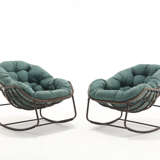 Indoor / Outdoor Oversized Wicker Egg Rocker Chair - Light Green